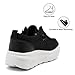 DLWKIPV Women's Platform Sneakers Wide Toe Tennis Casual Walking Shoes Increase Slip On Fashion Loafers for Women Shoes Black White US 7.5