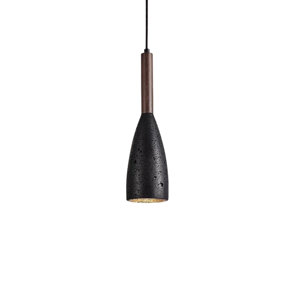 Lámpara colgante de mármol negro rústica con detalles de madera para barra de cocina y comedor