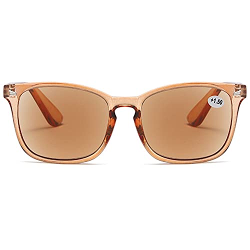 MAGIMODAC Womens Mens Reading Glasses Sunglasses Readers UV400 Protection Transparent Brown 1.5+