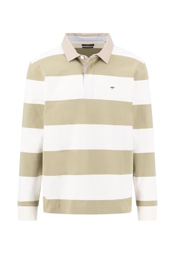 Polo de rugby manches longues homme rayé blanc cassé vêtement coton automne