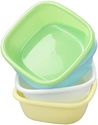 Asking Colorful Small Wash Basin, 8 Quart Plastic Dish Basins for Children, Set of 4
