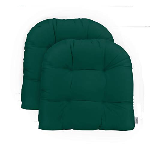 RSH Décor Indoor Outdoor 2 pk Wicker Patio Chair Seat Cushion Made with Sunbrella Fabric -Choose Color (Canvas Forest Green)