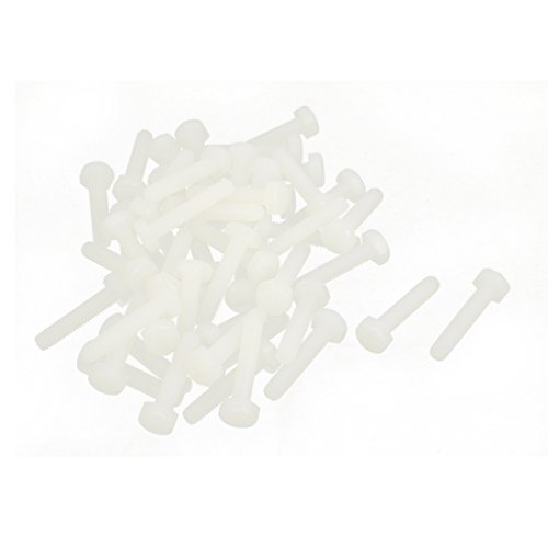 Image of uxcell M4 x 20mm Full Thread Nylon Metric Hex Head Cap Screw Bolt 50 Pcs