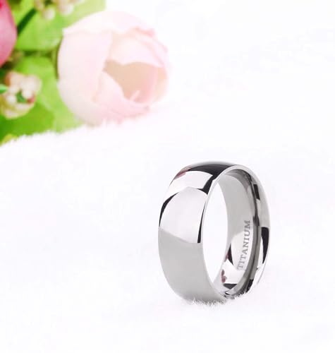 TIGRADE 2mm 4mm 6mm 8mm 10mm Titanium Ring Plain Dome High Polished Wedding Band Comfort Fit Size 3-15,8mm,Size 6.5