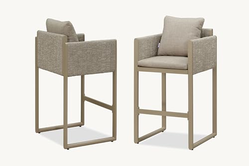 Image of PURPLE LEAF Outdoor Bar Height Stools Elliptical Leg Set of 4, Champagne