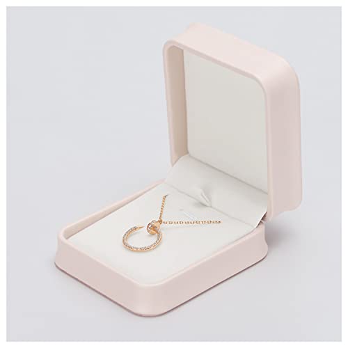 Pink Leather Necklace Jewelry Box - Elegant Gift Case for Necklaces, Pendants & Earrings