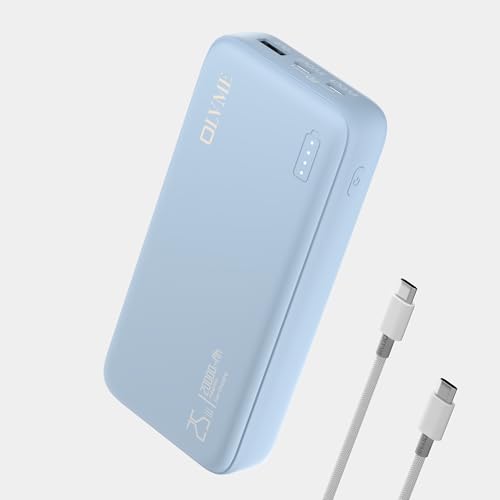 Image of OLVME Premium 20000mAh PD Power Bank |for iPhone,Samsung 50% in 30min | PD C to C Cable | 2 Type- C Port + 1 USB A 22.5W | Universal Compatible All Mobiles | Soft Matte Touch Blue