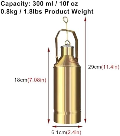 Brass Fuel Tank Bottom Sampler - Industrial Oil Analysis Kit with 500ml Liquid Collection Bottle for All Tank Sizes - Durable Oil Sampling Tool