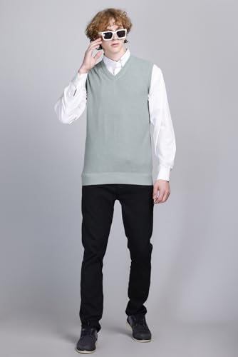 Image of V Neck Cotton Half Sweater for Man Winter Wear - Pullover Sweater for Men