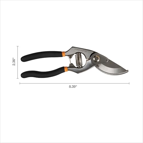 Image of Fiskars Deluxe Forged Bypass Pruner, 3 /4 inch Cut Capacity Garden Hand Pruners for Stems and Light Branches, Angled Cutting Head Reduces Wrist Fatigue, Precision Ground Steel Blade, Non Slip Grip