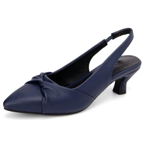 DINTAHA Pointed Toe Slingback Kitten Heels for Women,Low Kitten Heel Pumps Office Dress Shoes