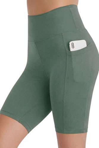 Image of Women's Polyester Stretchable Gym Shorts with Side Pockets High Waist Slim Fit Above Knee Length Activewear Tights Gym Fitness Cycling Running Yoga Shorts for Women