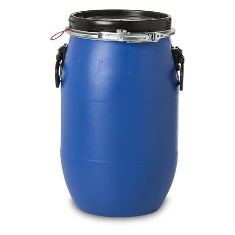 flakado 30 Liter Fässer HDPE blau rund Cover