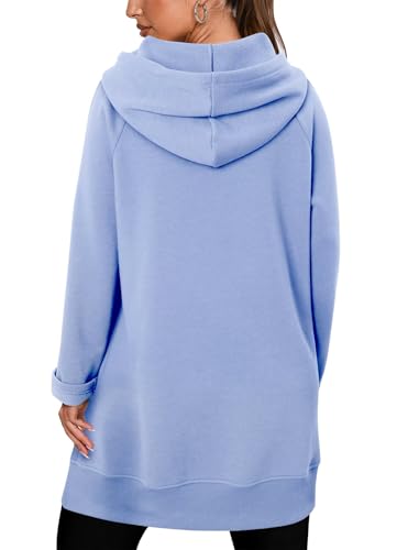 StunShow Women Oversized Sweatshirt Pullover Casual Split Hem Long Hoodie Dress with Kangaroo Pocket 2025 Fall