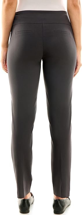 Zac & Rachel Women's Millennium Fabric Pull-On Slim Leg Pant, Grey, 16S3