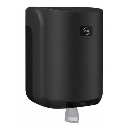 JVD Dévidoir Central Maxi Cleanline Noir Mat - Dérouleur essuie-Tout Mural - pour Sanitaires Publics, Écoles, Hôtels et Restaurants - Matériel Professionel
