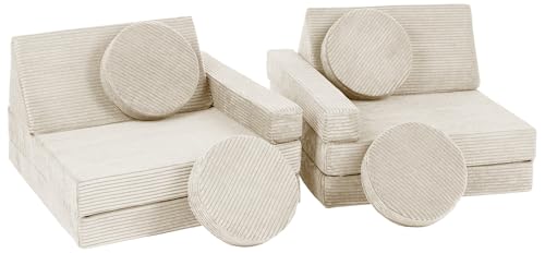 Canapé Multifonction Pouf Fauteuil pour Enfants éléments en Mousse Jeu (Couleur: crème (Velours côtelé))