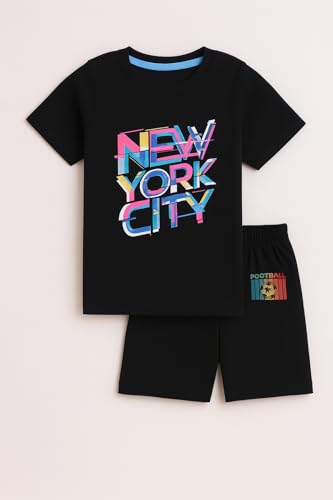 Image of EIO Boys Cotton Printed Dress Clothing Set Combo with Tshirts & Shorts-Pack 3