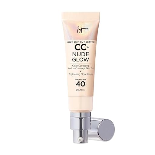 IT Cosmetics, Base de Maquillaje, Tratamiento Antiedad e Hidratante con SPF40, Cobertura Media, Acabado Luminoso, 12 Tonos Disponibles, Fair Porcelain, YSBB CC+ Nude Glow, 32 ml | Ya disponible en tu tienda friki favorita! En mundofriki.es!