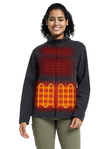 ORORO Women's Heated Fleece Jacket with Battery, Heating Fleece Jacket for Hiking Camping