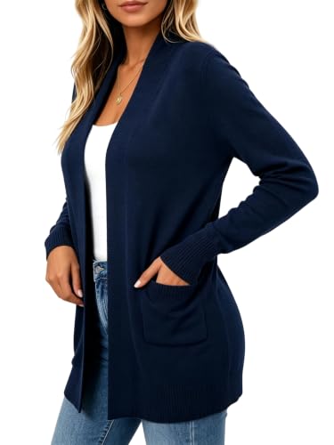 Image of Spicy Sandia Women's Basic Open Front Long Cardigan Sweaters with Pockets | Capsule Wardrobe Essentials, Early Fall 2026 Trendy