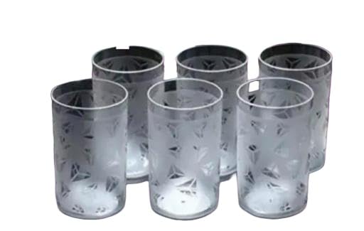 Image of TRISUL 6 pcs Set Dimond Design Transparent Round Shape Glass for Juice and brevrage Purpose usend in Kitchen Restaurant and club6PIS + D + Glass / 113 TR1861