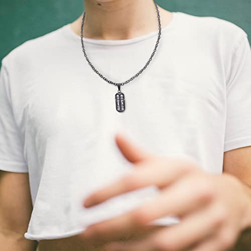Zysta Edelstahl Asche Schmuck Memorial Urnen Anhänger Patrone Kette Kapsel Pendant Halskette Gravur mit Om Mani Padme Hum (Schwarz)