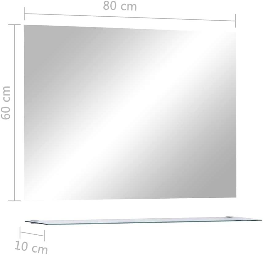 vidaXL Wall Mirror See-Through Tempered Glass 31.5 x 23.6 in Simple