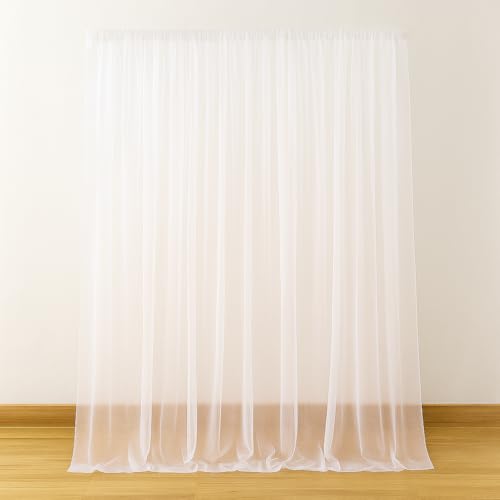 Image of White Backdrop for Decoration-1 Pc | White Net Curtain | Canopy Tent for Decorations | Ganpati Decoration Setup for Home | Romantic Dinner, Anniversary