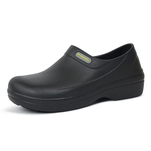 Hawkwell Professional Nursing Shoes for Women - Slip Resistant Surgical Clogs, Lightweight Waterproof Medical Work Shoes - Comfortable Shoes for Healthcare, Food Service, Garden,Black,8 M US