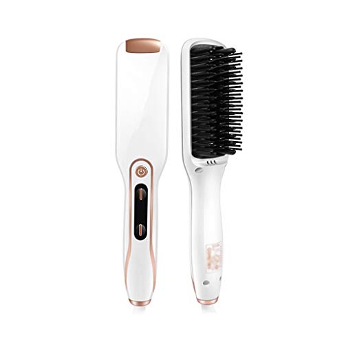 Hair Care Professional PTC Heating Straightener Curler Styler Brush Straighting Ceramic Curling Iron Hot Comb Brushes miniatura 1