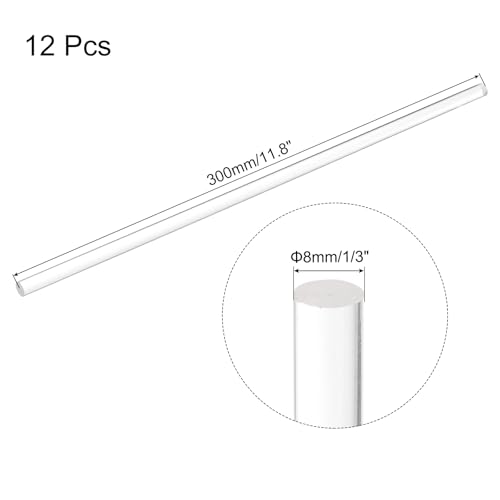 Image of MECCANIXITY 12pcs Acrylic Round Rods 5 /16 inch x 12 inch Clear Acrylic Dowel Rods Sticks Plastic Sticks Strip for DIY Crafts Lighting Gardening Decoration - 8mm x 300mm
