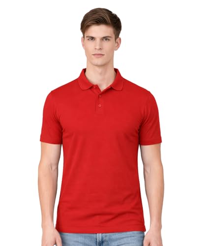 Image of AWG ALL WEATHER GEAR Men's Cotton Blend Polo T-Shirt | Plain Regular Fit | Soft Breathable Fabric | Casual & Formal Wear | Half Sleeve | Collared T-Shirt | Mens Tshirts | Tees for Man