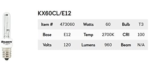 60W Krypton Or Xenon Clear T3 Bulb in White [Set of 2]