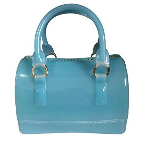 Image of Ladies Summer Jelly Pillow-shaped Top Handle Handbag Candy Color Transparent Crystal Purse