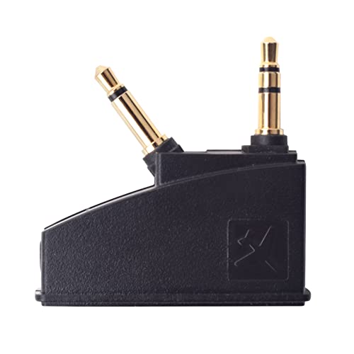Casque adaptateur d'avion double jack plaqué or vers micro 3.5mm