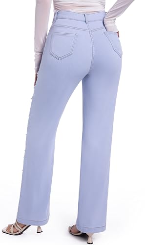 Women's Straight Jeans Pearl High Waisted Stretch Cotton Cute Jeans for Womens Trendy2