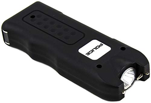 POLICE Stun Gun 628-58 Billion Mini Rechargeable with Siren Alarm LED Flashlight, Black