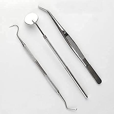 Medipulse Dental Pmt Set of 3 Pcs (Mirror With Handle+ Tweezer+Probe Double Ended)-image-32