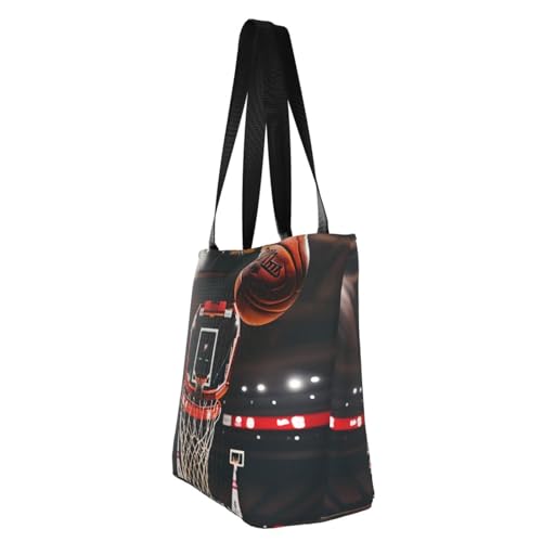 Basketball Print Lightweight Shoulder Bag Summer Outings Tote Bags Travel Hiking Work Casual Use4