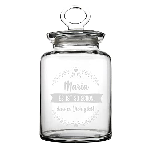 Herz & Heim® Glasdose mit Deckel und Gravur Ihres Wunschtextes...