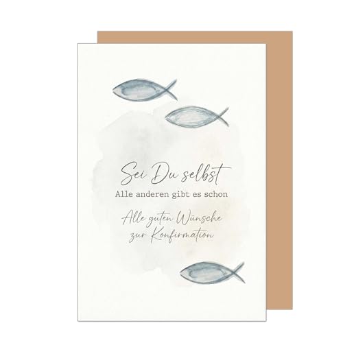 Edition Seidel Premium Glückwunschkarte zur Konfirmation mit Umschlag. Konfirmationskarte Karte Grußkarte Spruch Sprüche Mädchen Junge Jugendliche Fische maritim Wünsche (KF367 SW026)