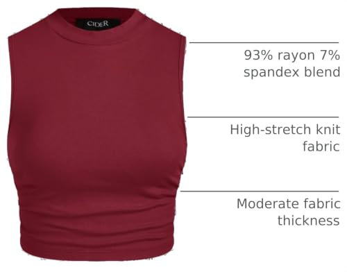 Image of CIDER Womens Tank Tops Sleeveless High Neck Ruched Crop Tops Going Out Casual Basic Ribbed Shirt Summer Fashion Clothing
