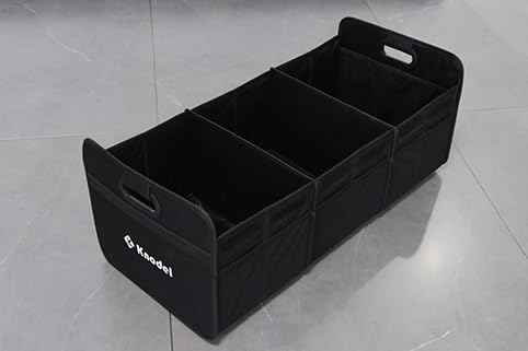 Image of K KNODEL 3 Compartments Trunk Organizer for Car and Suv (Large, Black) | Collapsible Car Storage Organizer, Car Organizers and Storage for Sedan, Cargo Organizer, Car Bin, Basket,Bag, Organization