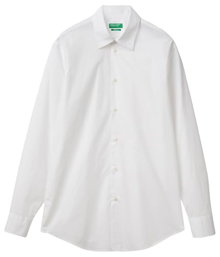United Colors of Benetton Camicia 53ZDUQ04A, Bianco, L Uomo