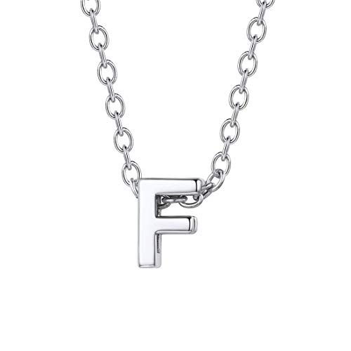 U7 Stainless Steel Dainty Necklace|Simple Monogram Jewelry A to Z 26 Letters Charm Initial Necklaces for Girls Women (F)