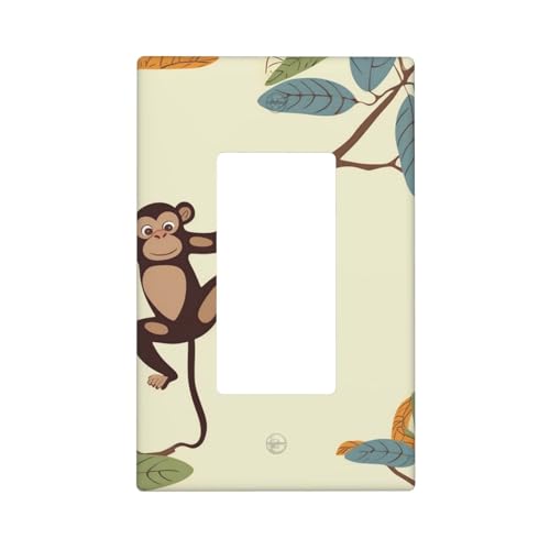 Plaque murale 1 interrupteur décoratif duplex - Singe suspendu à une branche d'arbre - Plaque d'interrupteur électrique vierge pour décoration de prises électriques