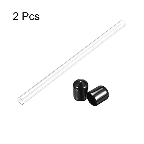 Image of uxcell Polycarbonate Rigid Round Clear Tubing 8mm(0.31 Inch) IDx10mm(0.39 Inch) ODx250mm(9.84 Inch) Length Plastic Storage Transparent Tube with Black Lids 2pcs