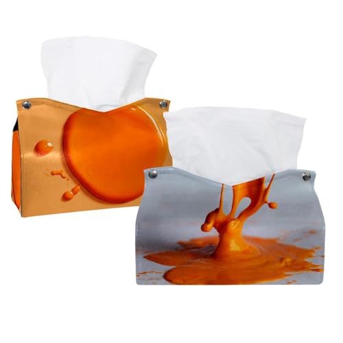 Boîte à mouchoirs orange salle de bain distributeur bureau compact - 2