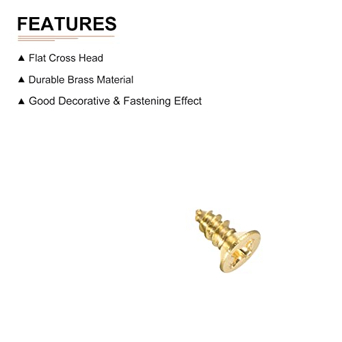 DTGN M3x8mm(DxL) Brass Phillips Wood Screws, 25Pack, Good for Wood Crafts Furniture, Countersunk Head Self-Tapping Screw - Image 3